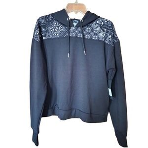 NWT bebe Sport Black Bandana Print Hoodie size L